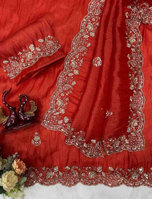 Kc 2121 Soft Tissue Embroidered Designer Saree Collection