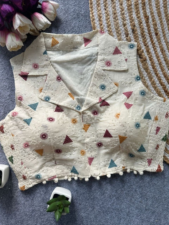 Amrah Wholesale Khadi Collar Khadi Embroidered Designer Blouse