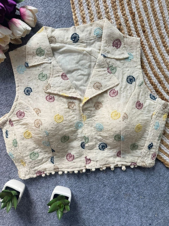 Amrah Wholesale Khadi Collar Khadi Embroidered Designer Blouse
