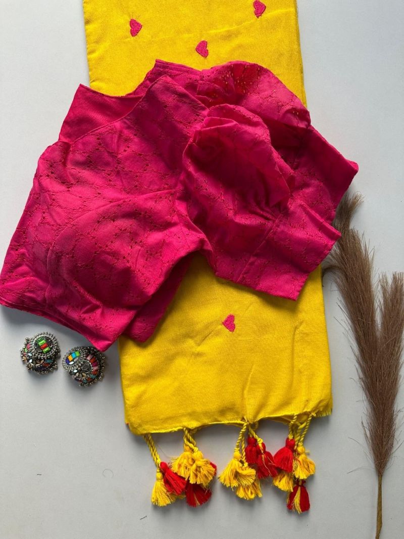 Amrah Khadi Vol 28 Khadi Cotton Heart Work Embroidered Saree with Blouse