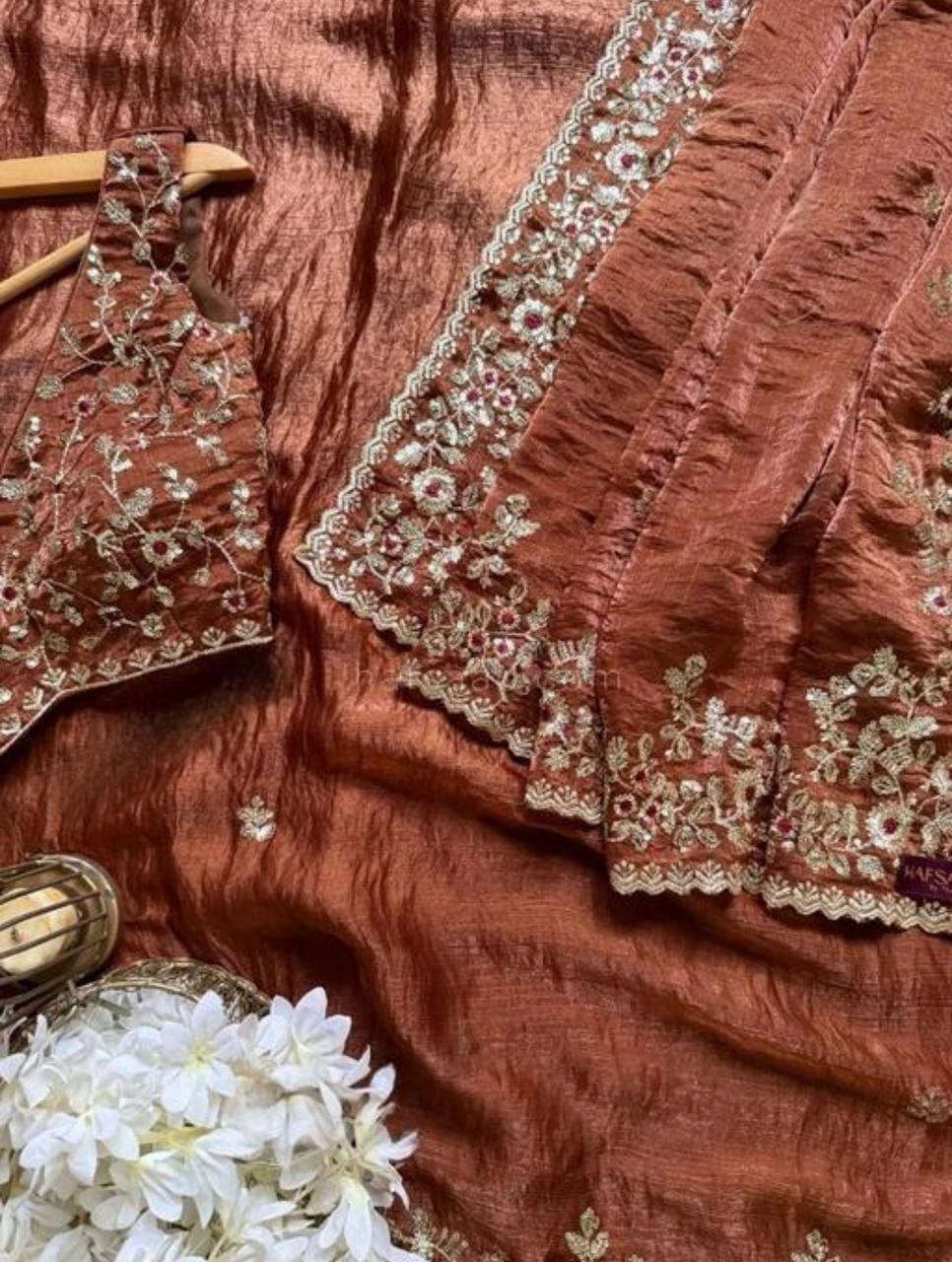 Amrah Wholesale Liza Saree Mg Chiffon Embroidered Saree Collection