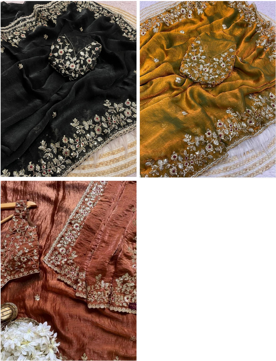 Amrah Wholesale Liza Saree Mg Chiffon Embroidered Saree Collection