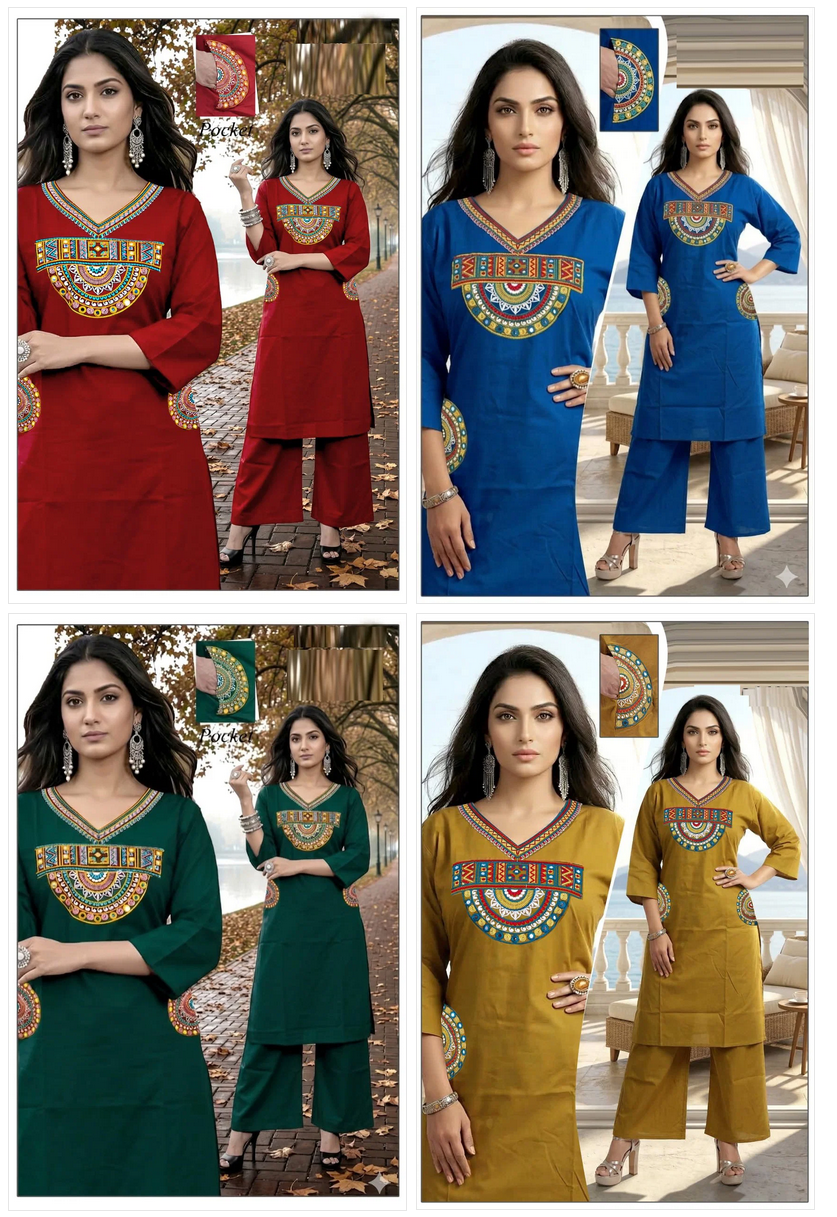 Amrah Wholesale Lrc 09 Dhabu Cotton Kurti Pant Set