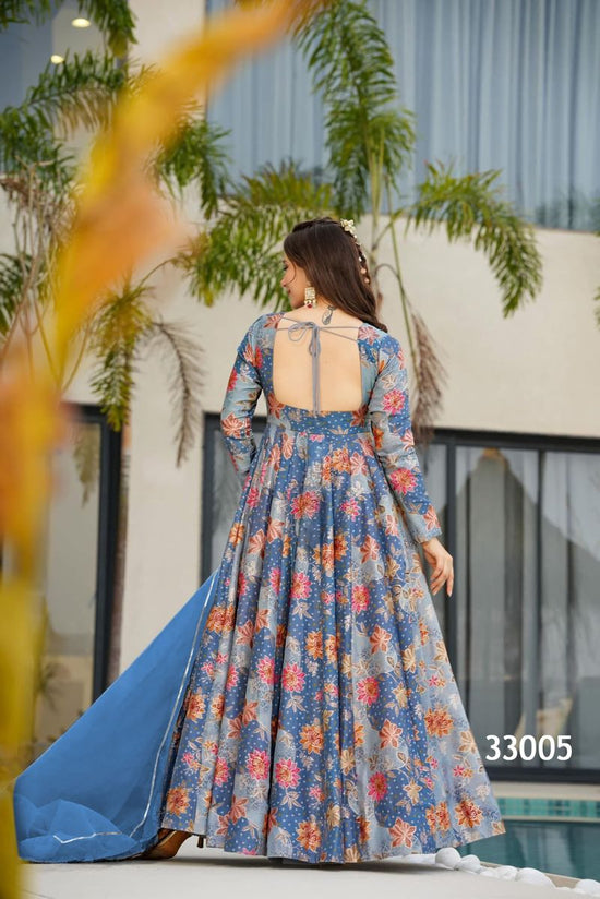 Amrah Wholesale Lucaya Vol 33 Silk Digital Printed Flared Gown Set