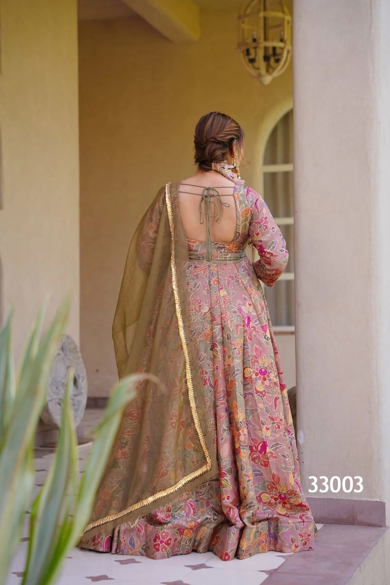 Amrah Wholesale Lucaya Vol 33 Silk Digital Printed Flared Gown Set