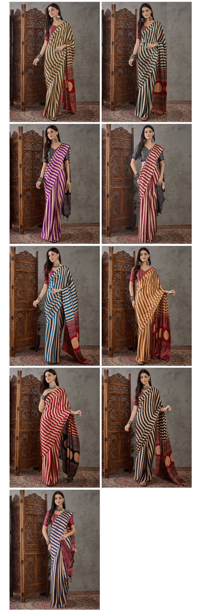 Amrah Lux Vol 41 Semi Modal Ajrakh Printed Saree - Amrah Wholesale