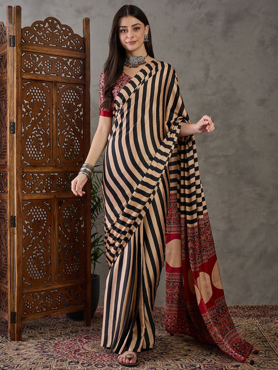 Amrah Lux Vol 41 Semi Modal Ajrakh Printed Saree - Amrah Wholesale