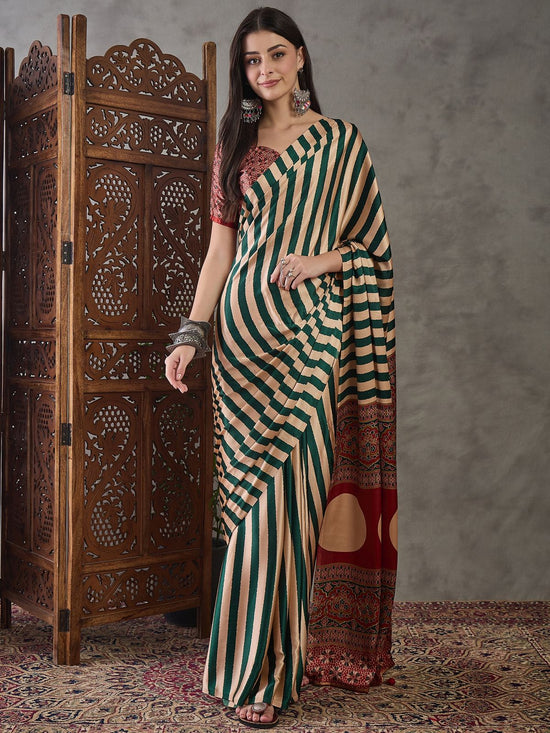 Amrah Lux Vol 41 Semi Modal Ajrakh Printed Saree - Amrah Wholesale