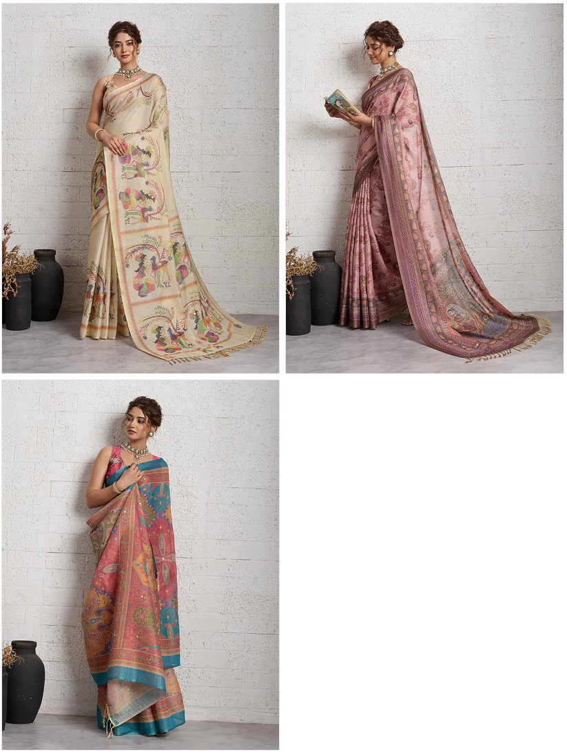 Amrah Wholesale Maahi 226 Linen Embroidery With Zari Weaving Saree