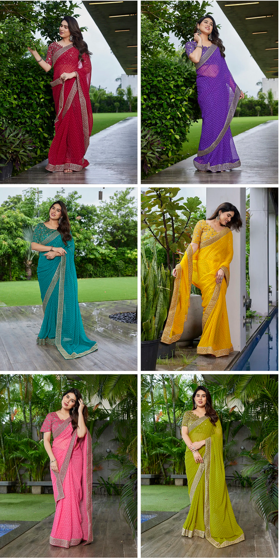 Amrah Wholesale Mahek 224 Georgette Saree - Amrah Wholesale