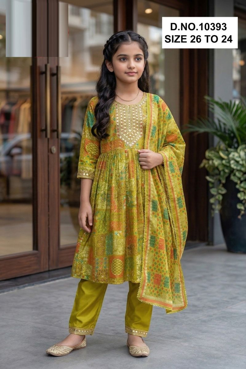 Amrah Manali 10393 Kids Roman Glass Embroidered Kurti Set