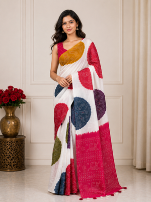 Amrah Mv Vis 52 Linen Warli Printed Saree