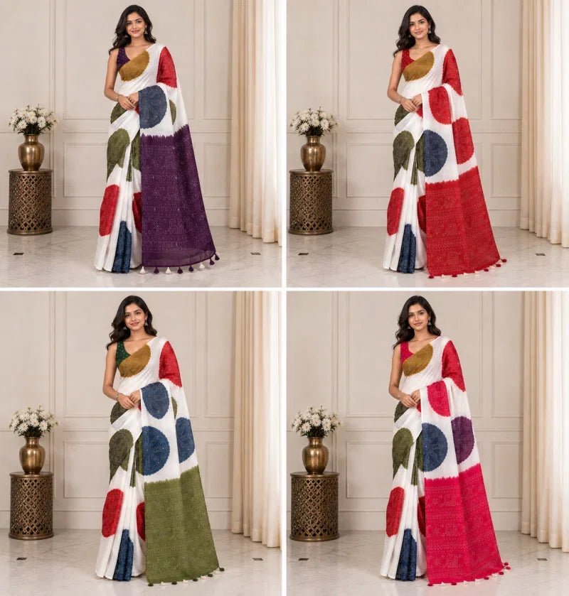 Amrah Mv Vis 52 Linen Warli Printed Saree