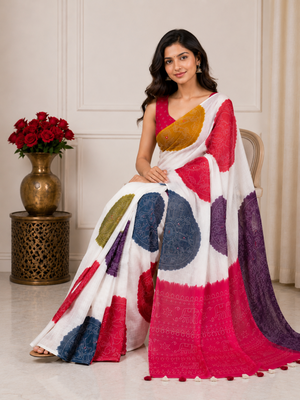 Amrah Mv Vis 52 Linen Warli Printed Saree