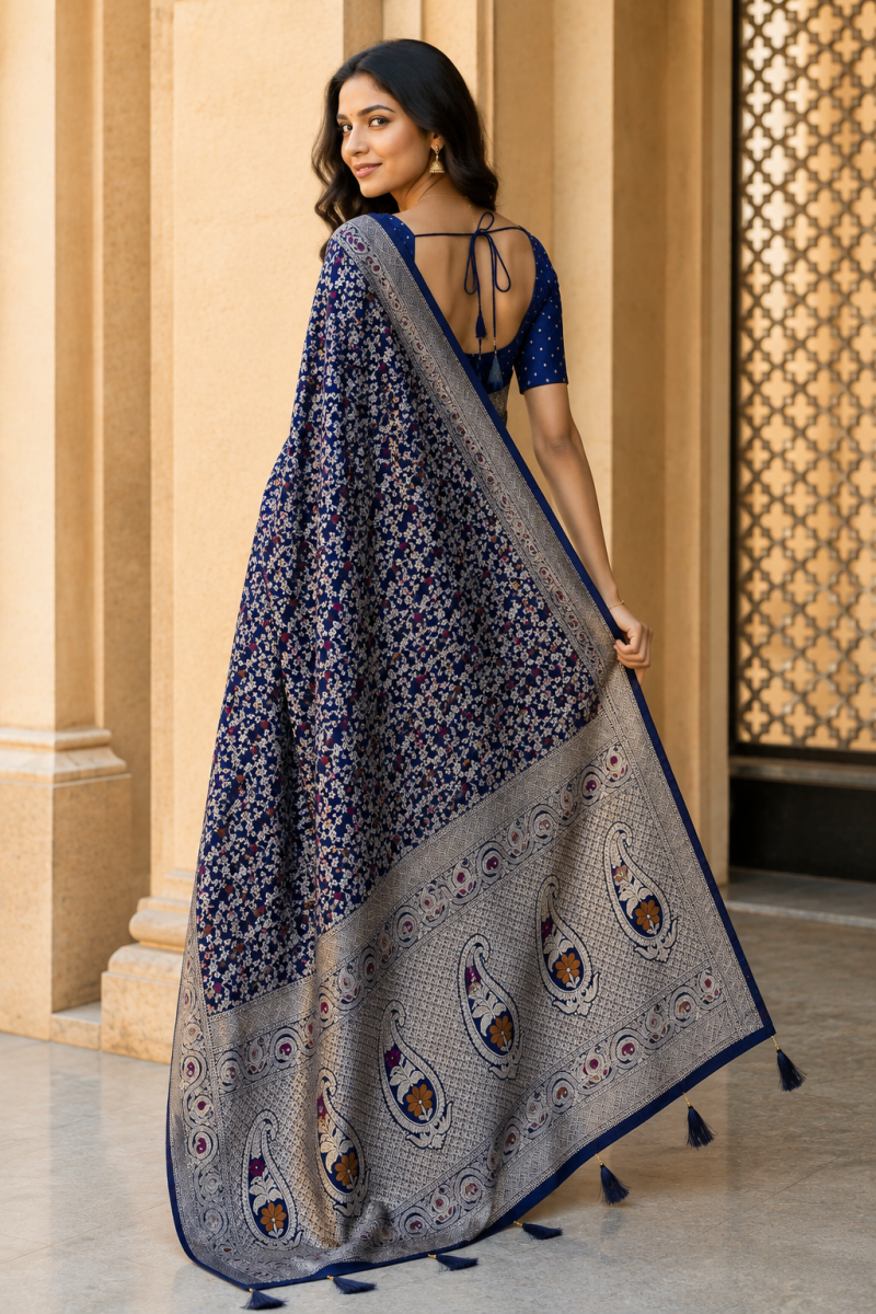 Amrah Mv Vis 53 Dola Silk Traditional Floral Printed Saree