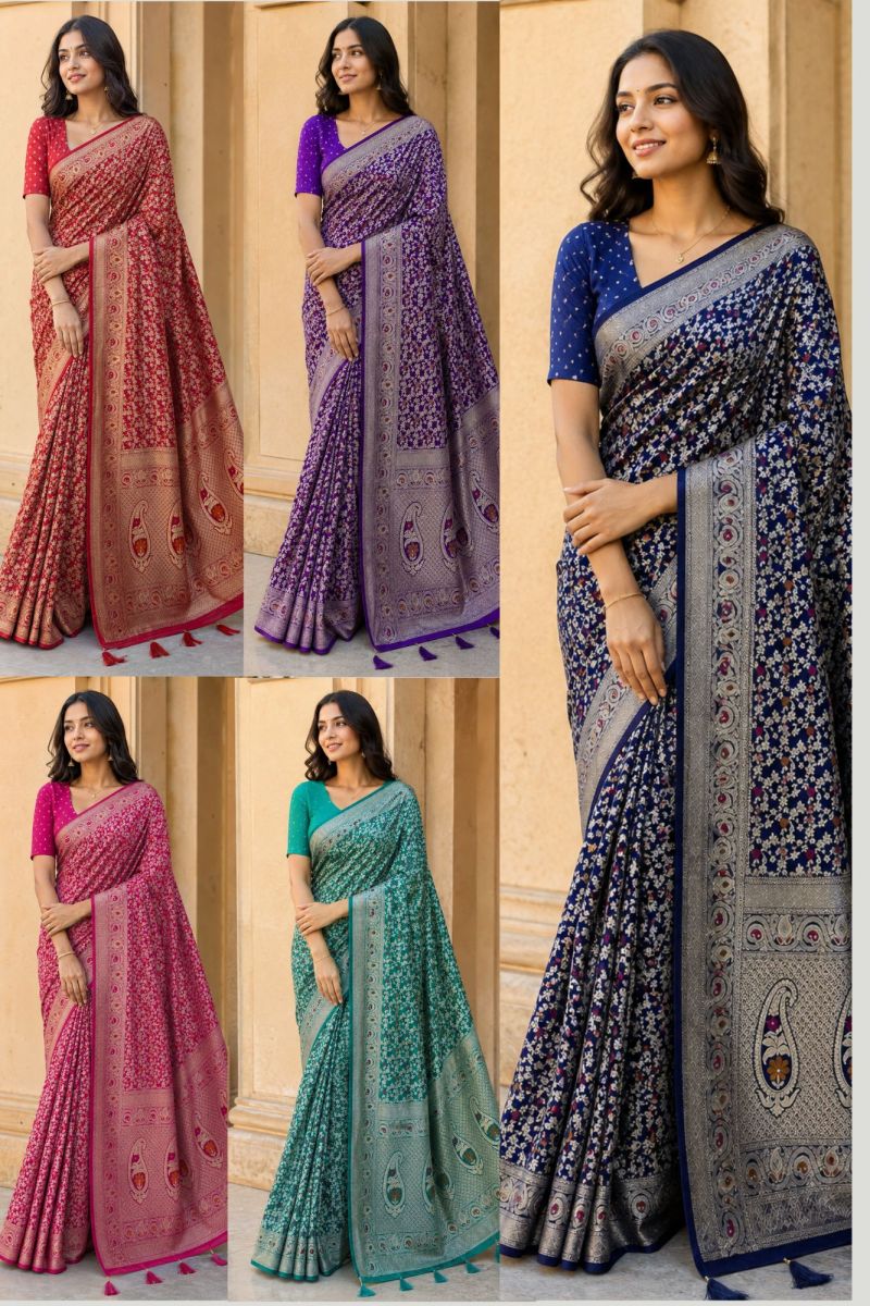 Amrah Mv Vis 53 Dola Silk Traditional Floral Printed Saree