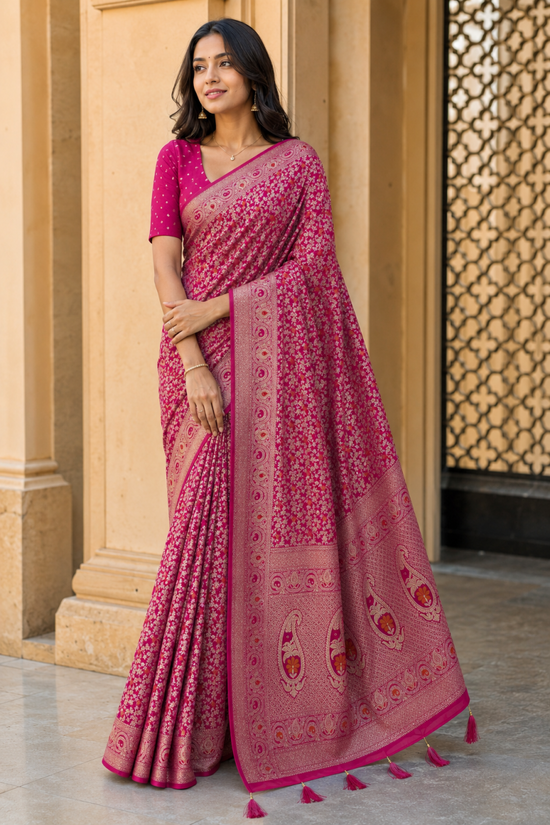 Amrah Mv Vis 53 Dola Silk Traditional Floral Printed Saree