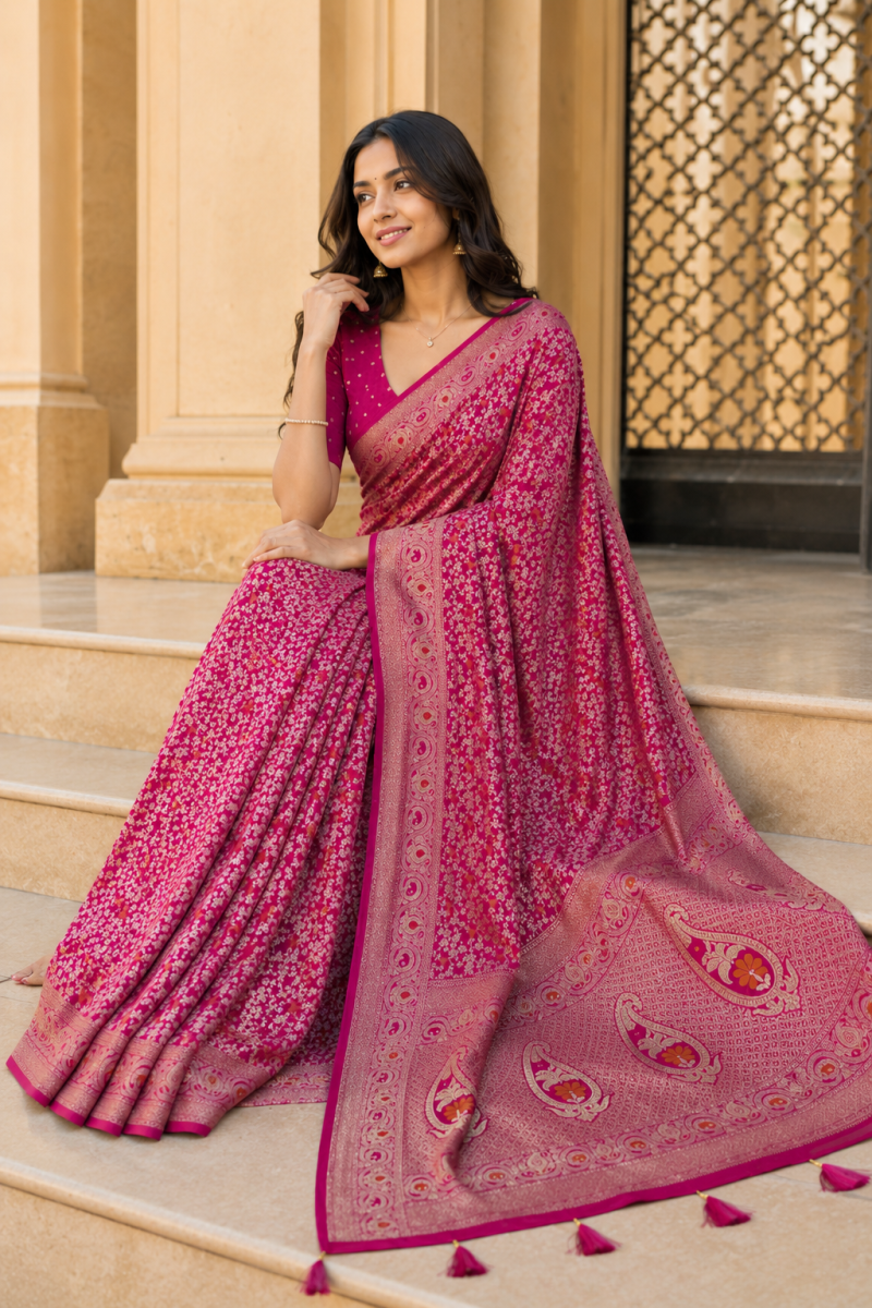Amrah Mv Vis 53 Dola Silk Traditional Floral Printed Saree