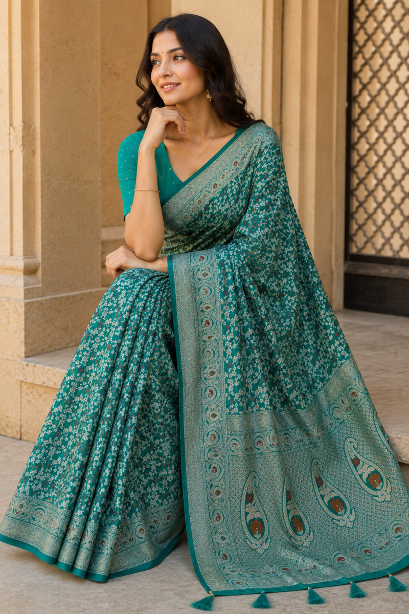Amrah Mv Vis 53 Dola Silk Traditional Floral Printed Saree