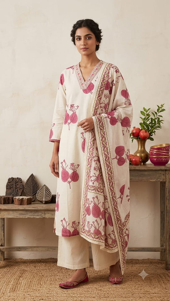 Amrah Naisha K 1083 Cotton Kurti Pant Dupatta Set