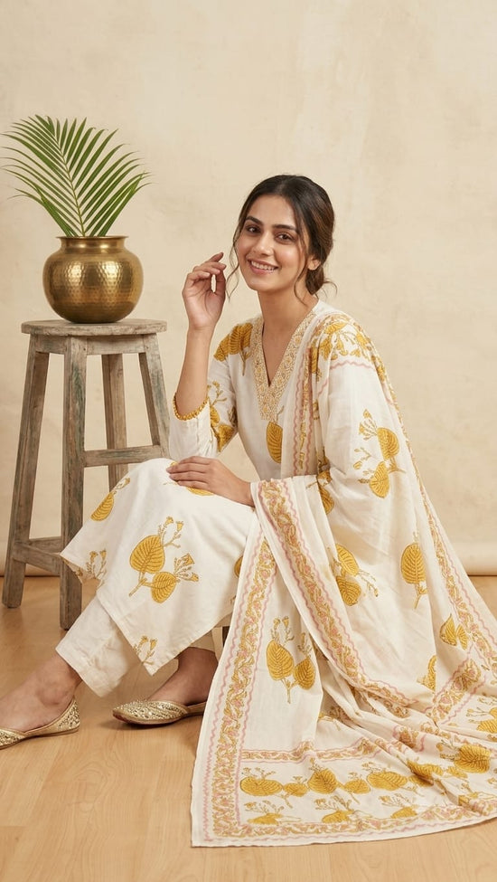 Amrah Naisha K 1083 Cotton Kurti Pant Dupatta Set