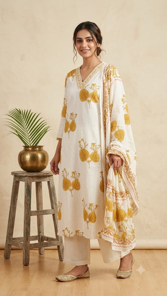 Amrah Naisha K 1083 Cotton Kurti Pant Dupatta Set