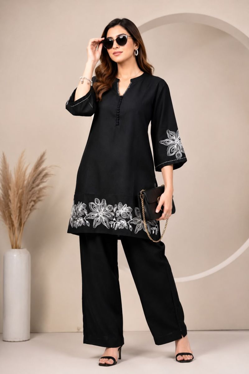Amrah Naisha K 1085 Pure Cotton Embroidery Co Ord Set