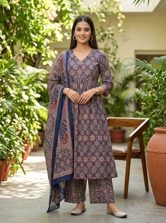 Amrah Naisha K 1087 Pure Mal Cotton Anarkali Salwar Suit Set