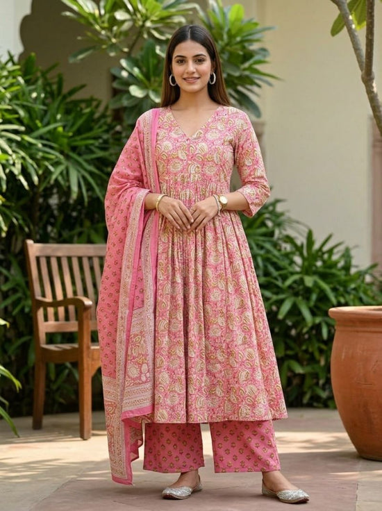 Amrah Naisha K 1087 Pure Mal Cotton Anarkali Salwar Suit Set