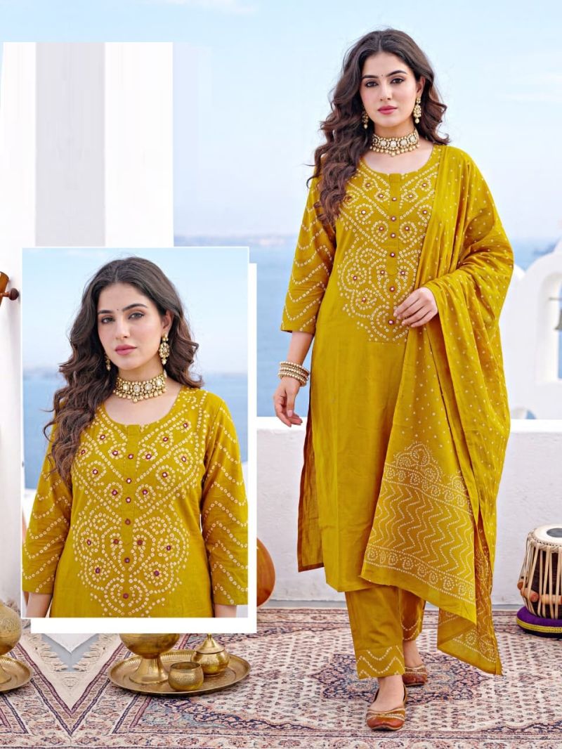Amrah Naisha K 1088 Cotton Kurti Pant Dupatta Set - Amrah Wholesale