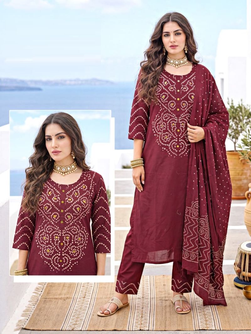 Amrah Naisha K 1088 Cotton Kurti Pant Dupatta Set - Amrah Wholesale