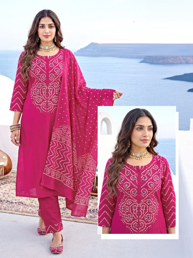Amrah Naisha K 1088 Cotton Kurti Pant Dupatta Set - Amrah Wholesale