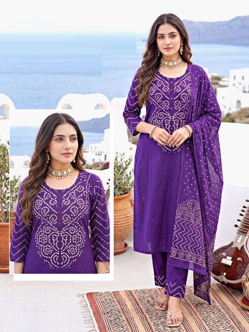 Amrah Naisha K 1088 Cotton Kurti Pant Dupatta Set - Amrah Wholesale