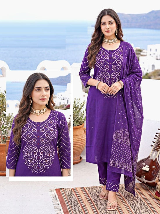 Amrah Naisha K 1088 Cotton Kurti Pant Dupatta Set - Amrah Wholesale