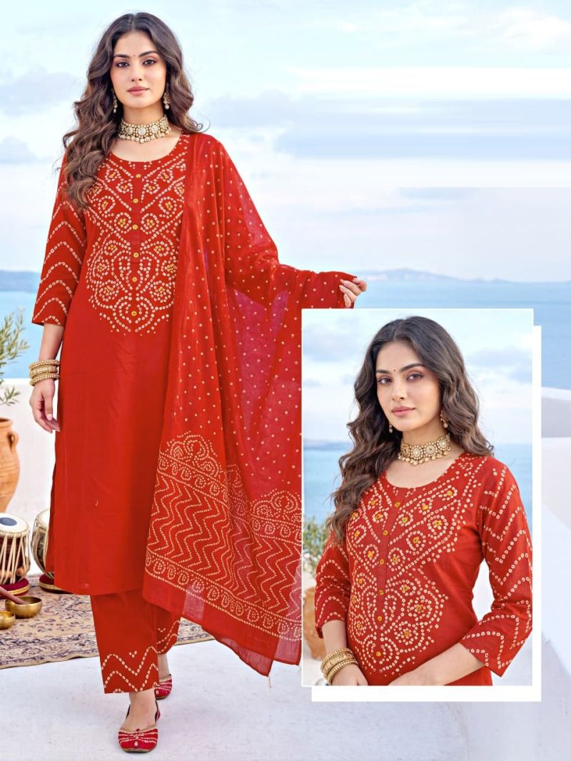 Amrah Naisha K 1088 Cotton Kurti Pant Dupatta Set - Amrah Wholesale
