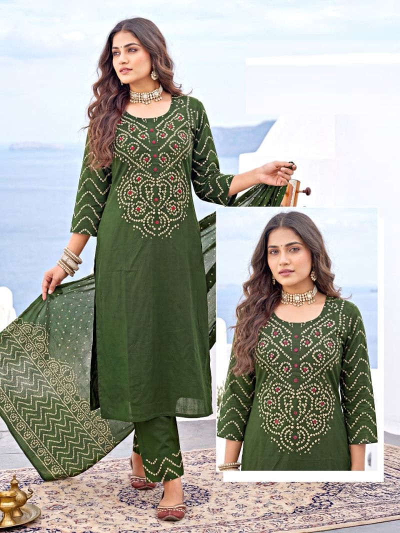 Amrah Naisha K 1088 Cotton Kurti Pant Dupatta Set - Amrah Wholesale