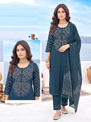 Amrah Naisha K 1088 Cotton Kurti Pant Dupatta Set - Amrah Wholesale
