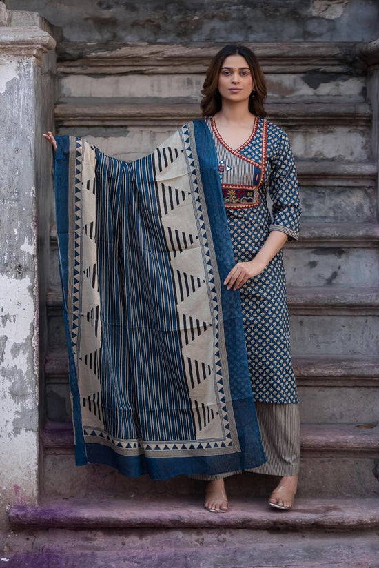 Amrah Naisha K 1091 Pure Cotton Kurti Pant Dupatta Set - Amrah Wholesale