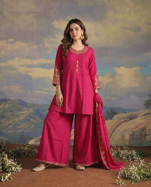 Amrah Naisha K 1094 Roman Flared Kurti Pant Dupatta Set