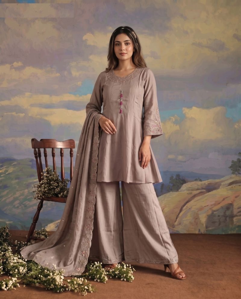 Amrah Naisha K 1094 Roman Flared Kurti Pant Dupatta Set