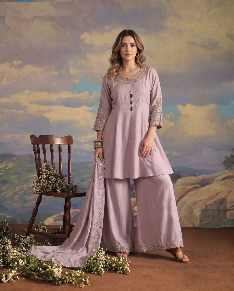 Amrah Naisha K 1094 Roman Flared Kurti Pant Dupatta Set