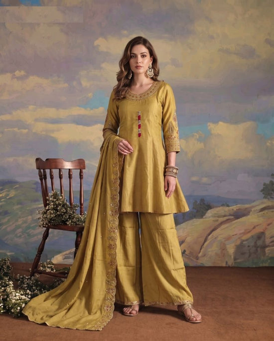 Amrah Naisha K 1094 Roman Flared Kurti Pant Dupatta Set