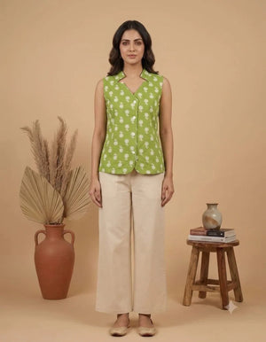 Amrah Wholesale Naisha K 1128 Cotton Printed Sleeveless Tops Collection