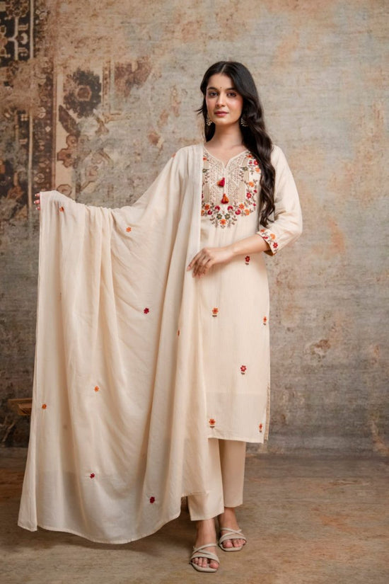 Amrah Wholesale Naisha K 1129 Cotton Silk Embroidered Kurti Pant Dupatta Set