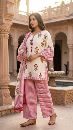 Amrah Naisha K 1220 Cotton Printed Fancy Kurti Set - Amrah Wholesale