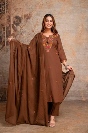 Amrah Naisha K 1410 Silly Cotton Kurti Pant Dupatta Set