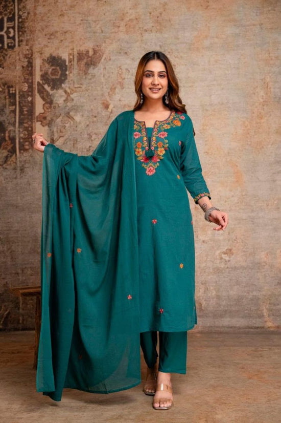 Amrah Naisha K 1410 Silly Cotton Kurti Pant Dupatta Set