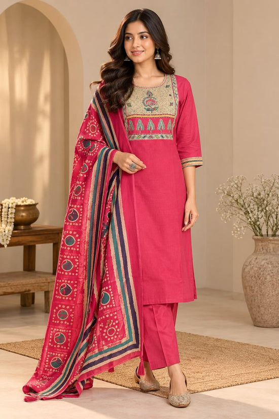 Amrah Naisha K 1411 Dhabu Cotton Kurti Pant Dupatta Set