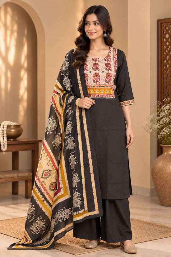 Amrah Naisha K 1411 Dhabu Cotton Kurti Pant Dupatta Set