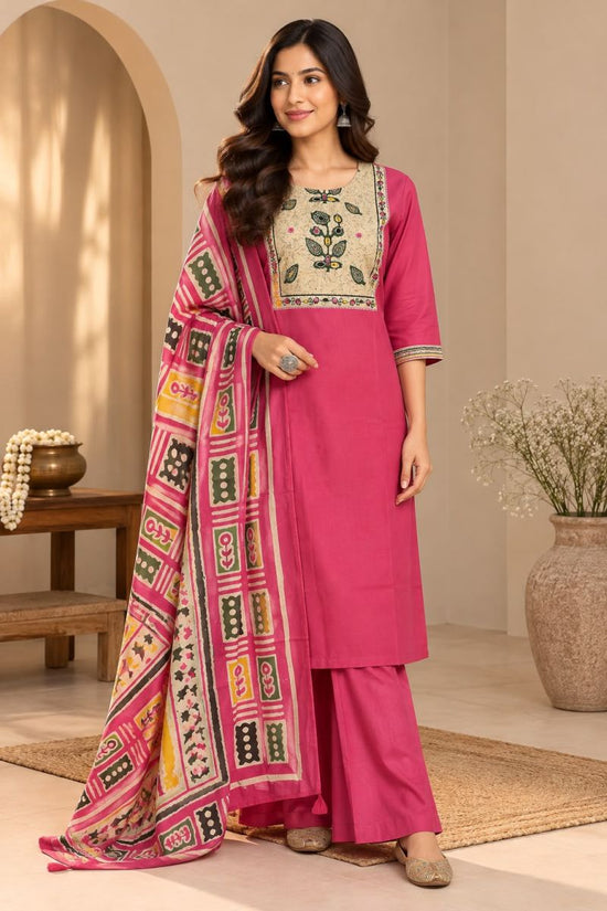 Amrah Naisha K 1411 Dhabu Cotton Kurti Pant Dupatta Set